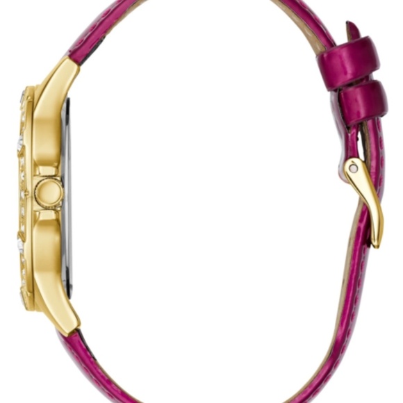 New G by GUESS Crystal/Wine Patent Leather Watch - Picture 5 of 8